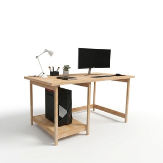 Robust desk Stylish light brown computer table shelf table