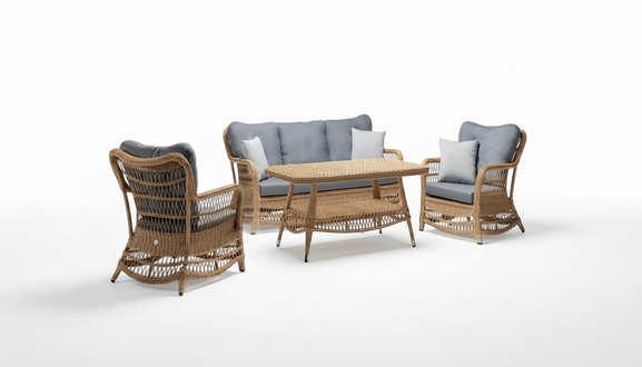 Robust garden rattan set coffee table garden furniture 2x armchairs sofa 3-seater