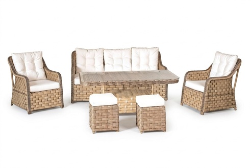 Robust garden rattan furniture set elegant coffee table garden furniture armchair sofa 3-seater
