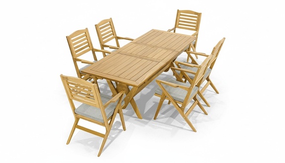Robust wooden garden furniture Elegant dining set Designer 6x garden chairs 7-piece