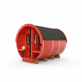 Round barrel sauna cabin outdoor wooden sauna massive wood sauna 300cm 4 persons