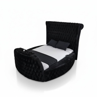 Round Bed Chesterfield with Lift Wardrobe Upholstery Beds Round Beds Furniture 3pcs.