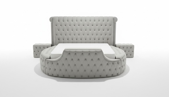 Round Bed Modern Design Luxury Upholstery Round Beds Fabric Chesterfield Bed New