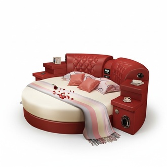 Round Bed Round Beds Multifunction Hotel Upholstery Led Shelf Kingsize Leather New