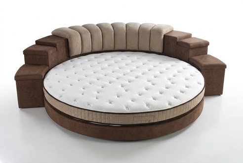 Round Bed Round Design Beds Textile Double Luxury Hotel Frame Sleeping Room