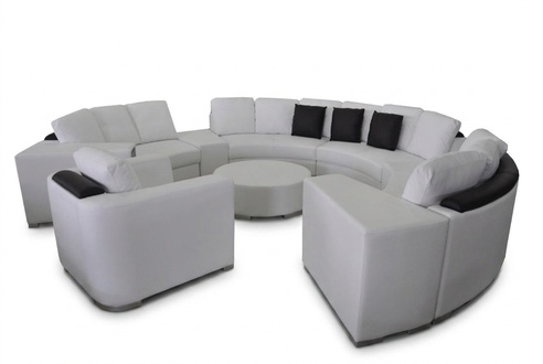 Round sofa couch upholstery XXL Big round couches living area armchair pouf + USB