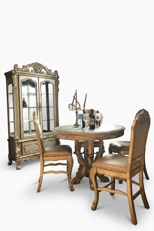 Baroque style made of real wooden round table for living/dining room