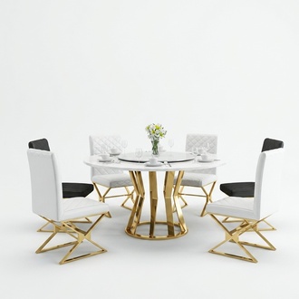 Round Dining Table 130cm Metal Round Conference Modern Tables Stainless Steel New