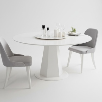 Round dining table kitchen table white with pedestal base