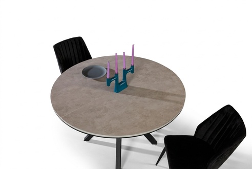 Round dining table extendable dining room table kitchen table wood gray tables