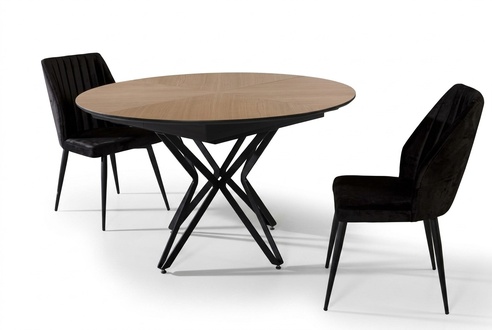Round Dining Room Table Extendable Modern Kitchen Table Wood Brown