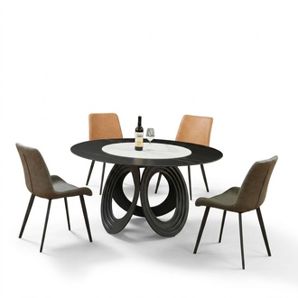 Round Dining Table 135cm Metal Round Conference Modern Tables Stainless Steel New