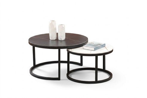 Round Set 2x Coffee Table Side Table Designer Living Room Tables New