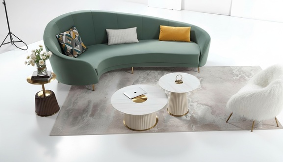 Round Sofa + Coffee Table Modern Sofa Living Room Coffee Table Furniture Complete Set