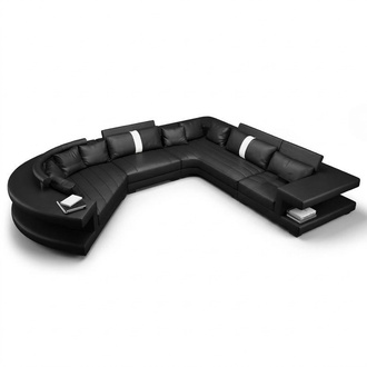 Modern upholstered living room sofa set with corner couch, USB, and light.