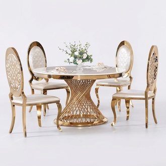 Round table golden base chrome round table dining tables luxury 130cm