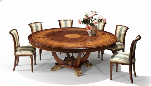 Round Table Wood Tables Classic Style Dining Living Room Furniture Brown New