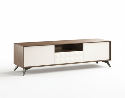 Modern style made of real wooden massive TV lowboard with shelves & dawers