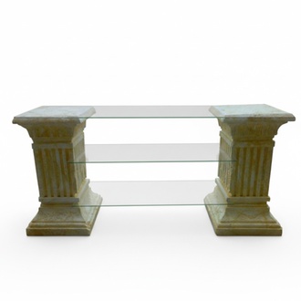 RTV decorative glass sideboard with two antique greek style side pillars 130x29cm