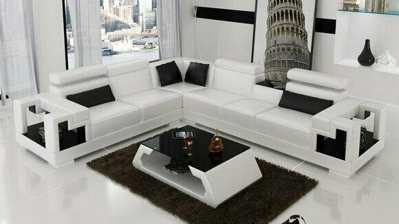 Corner sofa leather + coffee table corner sofa couch upholstery suite living area corner