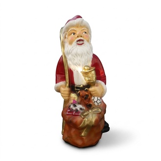 Decorative colorful sculpture designed as santa claus with a present bag 73cm