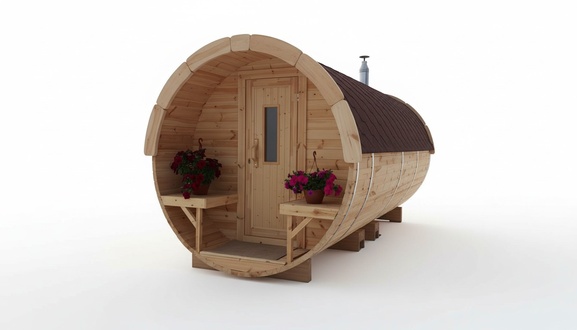 Sauna Sauna Barrel Outdoor Garden Sauna 590 x Ø 2.27 m Sauna Barrel Kit