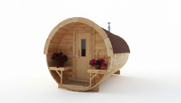 Barrel Sauna Wood Sauna 590 x Ø 1.97 m Barrel Sauna Garden Sauna Saunas