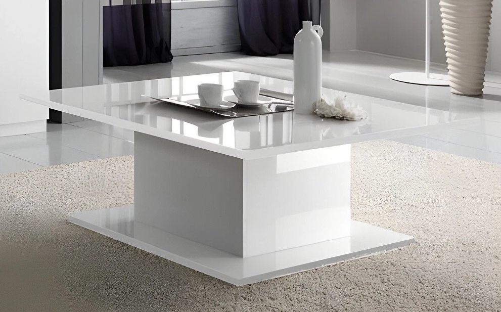 Coffee table Sofa table Living room table High gloss white Rectangular on Stock