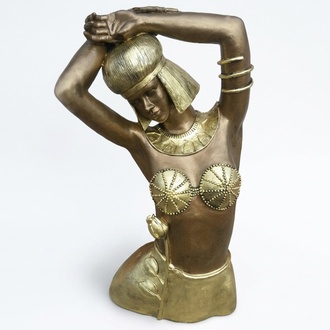 Ancient egyptian decorative full golden colored dancer figure bust 75cm