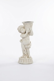 Noble figure statue holding antique greek style flower vase-pot basket for garden made of weather-resistant cement