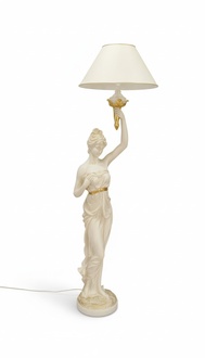 Antique greek woman acrylic sculpture style massive floor lamp 183cm high