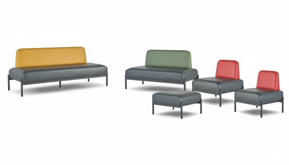 Seating furniture 3-seater 2-seater armchair stool black yellow green red couch