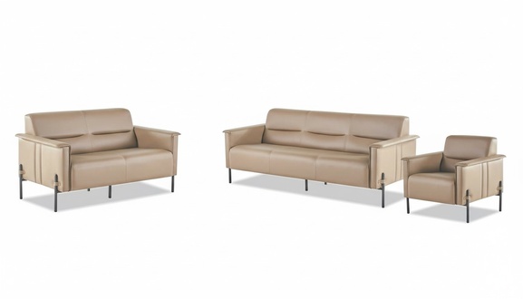 Beige seating furniture sofa set 3-seater 2-seater armchair leather modern