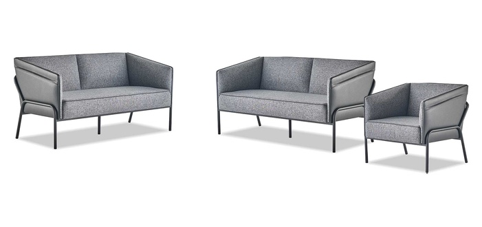 Seating furniture leather sofas armchairs 2-seater chair grey stainless steel leather