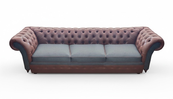 Seating furniture living room Chesterfield leather sofa couch three-seater furnishings new