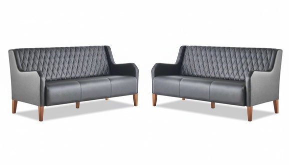 Modern Seating Furniture Leather Sofa Set 3-Seater Black Sofa Set Leather Wood