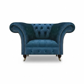 New seating furniture armchair blue textile Chesterfield upholstered furniture Chesterfield