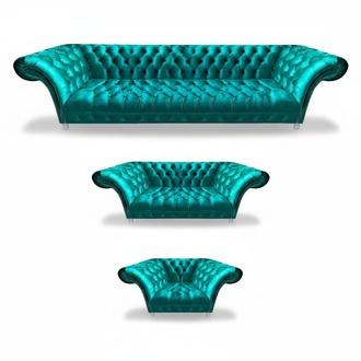 Sofa furniture set 3-piece living room suite Chesterfield textile furnishings