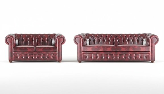 Seating furniture sofa set 3-seater 2-seater Bordeaux couch Chesterfield with buttons