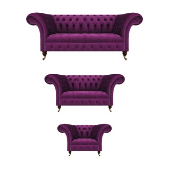 Seating furniture upholstered sofas living room set 3-piece purple sofa set Chesterfield