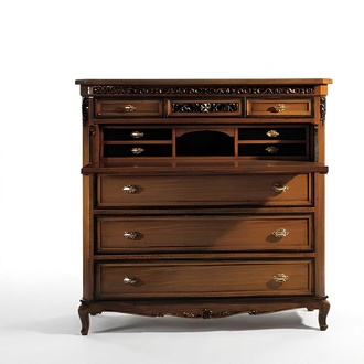 Secretary chest of drawers solid wood bedroom Italian furniture living room Brown