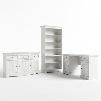 Secretary Set Colonial Style Desk Cabinet Shelf Table Wood Tables New 3tlg