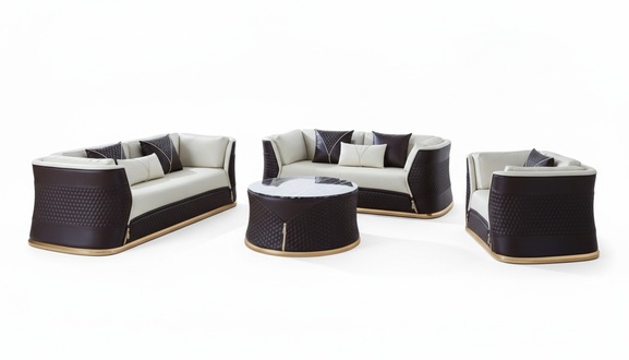 Set 321 Seater Coffee Table 2x Side Table Living Landscape Sofa Couch 6tlg
