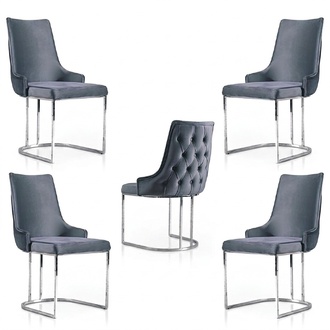 Set 4x Chairs Modern Upholstery Design Chair Group Wood Dining Chair