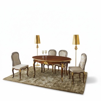 Set of 5 pieces dining table 4 chairs luxury dining room furniture group Italy furniture