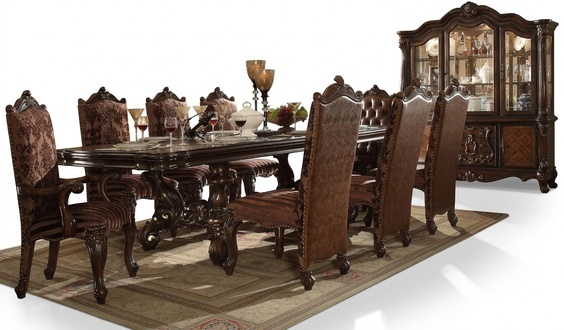 Set of 8x Armchairs Chair Design Wood Upholstery Chairs Dining Room Set Group Baroque