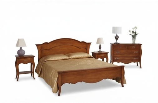 Set Bedroom Wooden Nightstand Classic Bed Luxury Furniture New