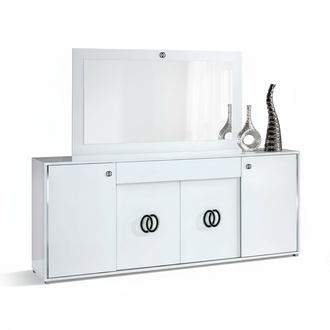 Set Chest of Drawers Mirror Chest of Drawers Designer Cabinet Wood High Gloss XXL Luxury Cabinet