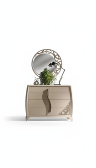 Set Dresser Mirror Designer Luxury Console Dressers Furniture Wood Beige