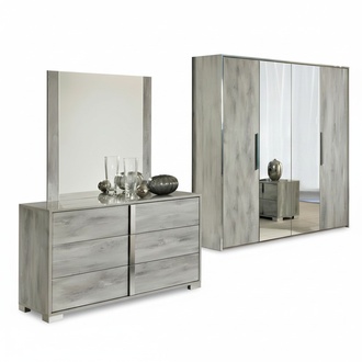 Set Chest of Drawers Mirror Designer Side Low Board Cabinet Living Chests of Drawers Wood Grey